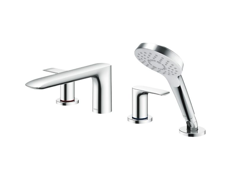 Смесители Смеситель для ванны в борт с изливом и ручным душем 