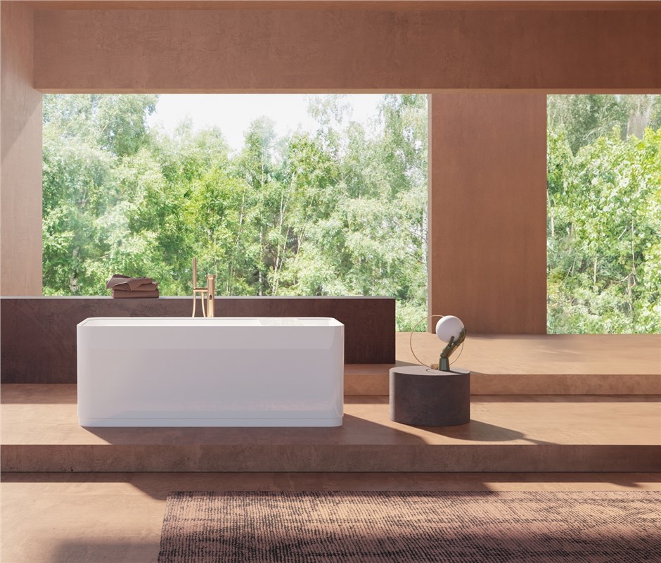 Ванна отдельностоящая 1600х730х600 мм, с сливом-переливом и сифоном, SOLID SURFACE, цвет белый матовый