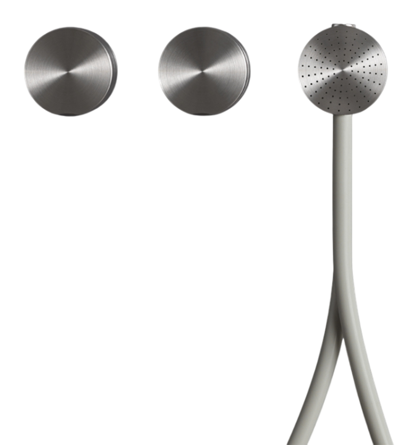 Смесители Смеситель для душа Giotto Plus, настенный, ручной душ Ø65 мм, шланг в цвете White, внешняя часть, цвет полированная сталь 