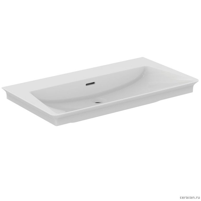 Раковина 860х470хh125 мм, подвесная/накладная, без отв, с переливом и крепежом, цвет белый глянец