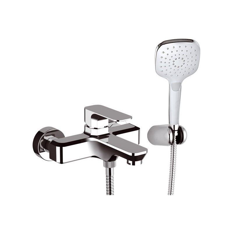 Однорычажный смеситель для ванны (излив 17,4 см), c набором для душа, цвет зачищенное золото