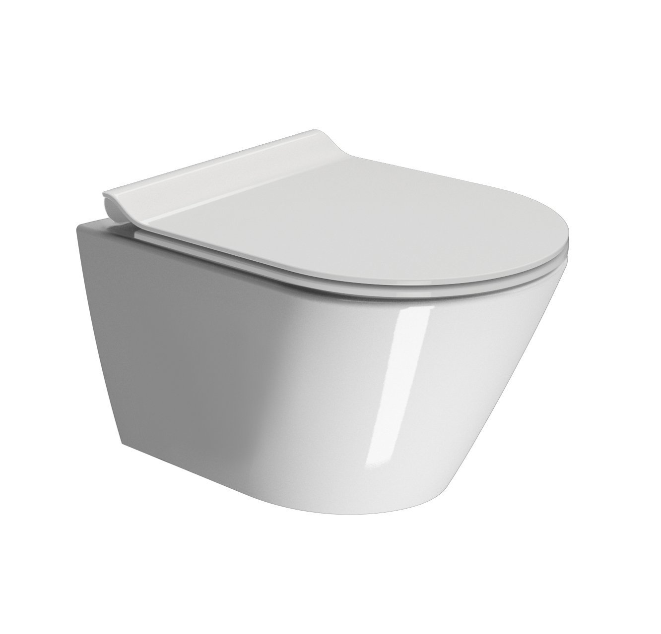 Унитазы Унитаз подвесной безободковый (белый глянцевый) 