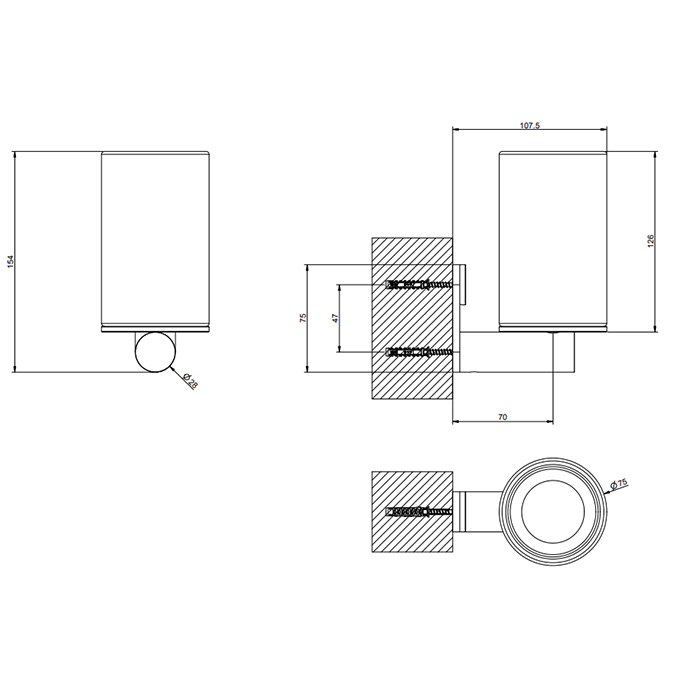 Аксессуары для ванной Стакан настенный, цвет черный/черный шлифованный металл 