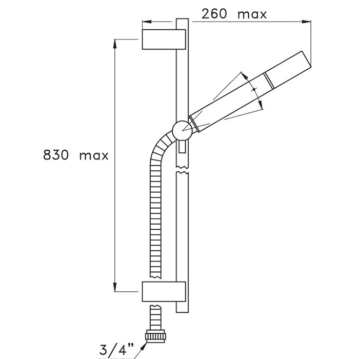 Душевая программа Душевой комплект с ручным душем, держателем с подводом воды и шлангом, цвет антрацит PVD 