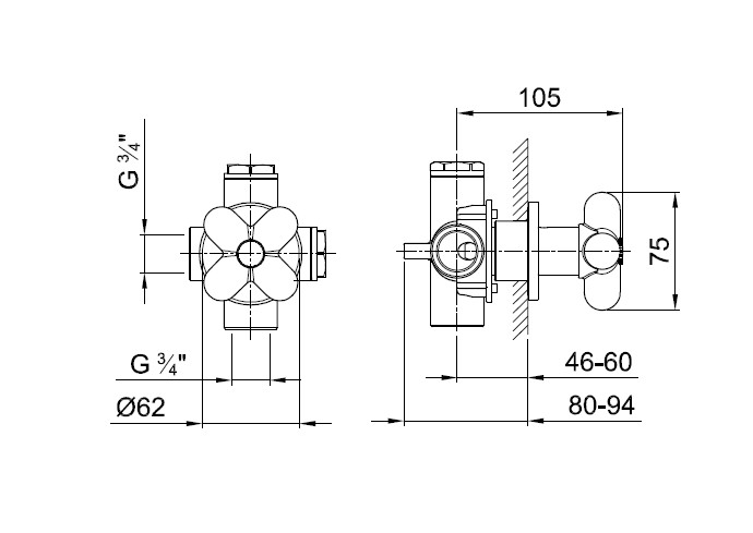 Смесители Встраиваемая часть смесителя 