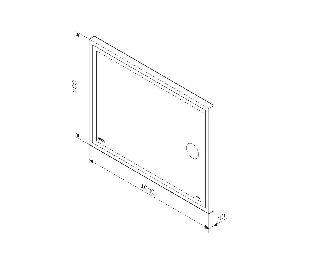 Мебель для ванной Универсальное зеркало с контурной Led-подсветкой, часами и косметическим зеркалом 100 