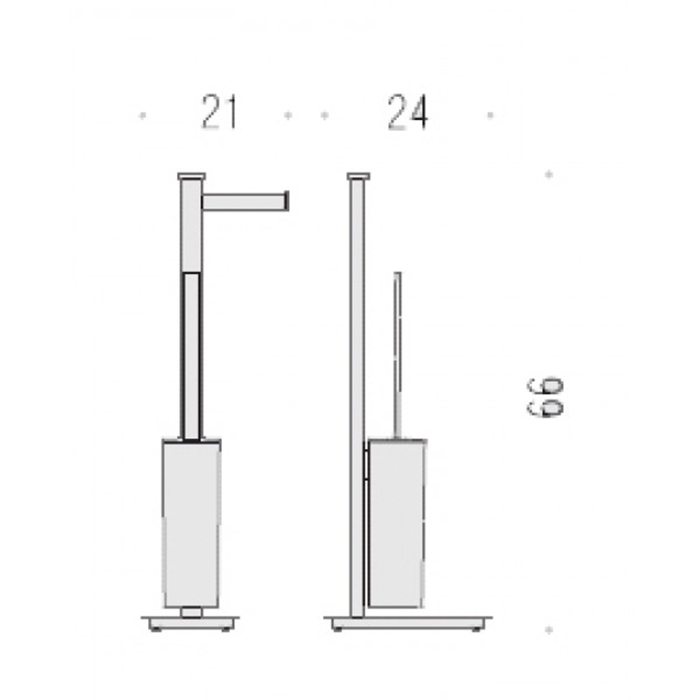 Аксессуары для ванной Напольная стойка с держателем туалетной бумаги и ершом, DX, цвет хром 