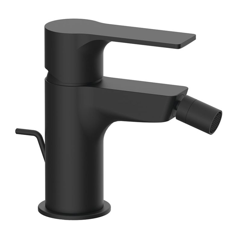 Однорычажный смеситель для биде с донным клапаном, цвет черный матовый