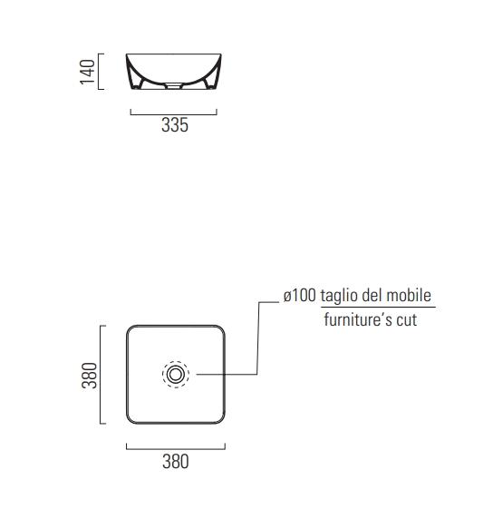 Раковины Раковина накладная 380x380 мм 
