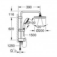 Душевая программа Tempesta Rustic System 200 27399002 Душевая система с переключателем (хром) 