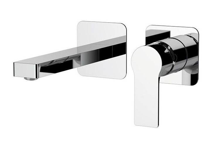 Встраиваемый в стену однорычажный смеситель для раковины (излив 18,8 см), цвет хром