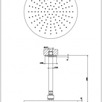 Душевая программа Верхний душ 300x300, цвет никель шлифованный 