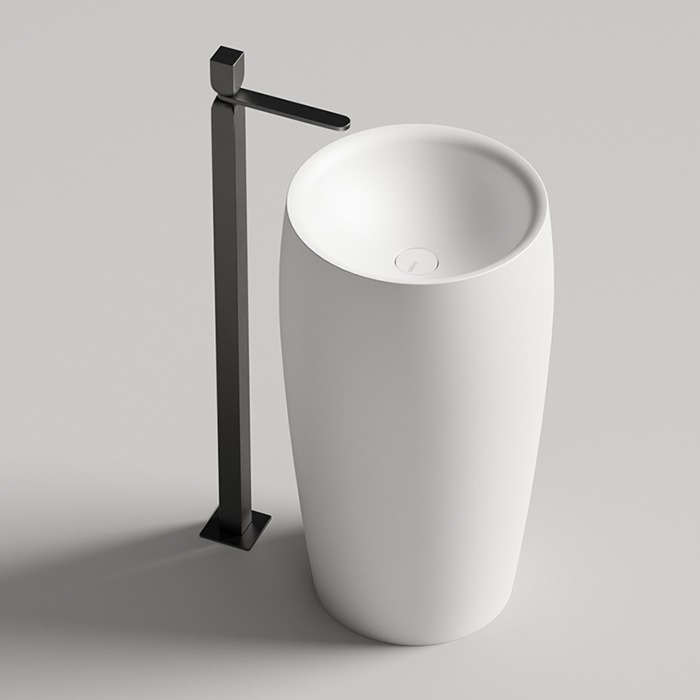 Раковина напольная 470х470х900 мм, без отверстий под смеситель, без перелива, S-Stone, матовый белый