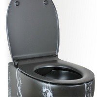 Унитазы Унитаз подвесной, безободковый (чёрный мрамор) 