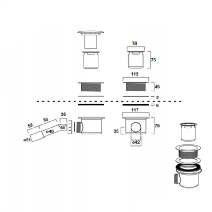 Комплектующие Сифон для поддона, хром диаметр 90 