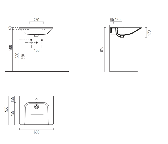 Раковины Раковина подвесная 550x600 мм 