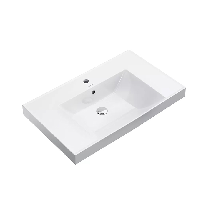 Раковины Раковина подвесная/мебельная 80x48,5x18 см, с 1 отверстием под смеситель, с переливом, белая глянцевая 