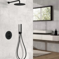 Душевая программа Душевая система - комплект с термостатом, чёрный матовый 