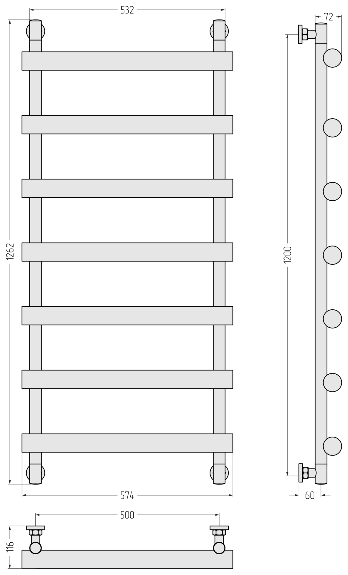 Полотенцесушители Полотенцесушитель 1200х500 (Золото) 