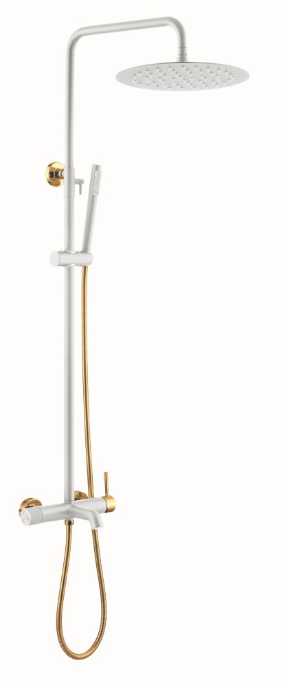 Душевая программа Стойка для душа со смесителем белый золото 