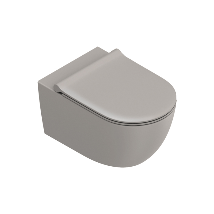 Унитазы Унитаз подвесной 55x35, безободковый, смыв Tornado, покрытие Twinglaze+, без крепежа, цвет Tortora Satinato 