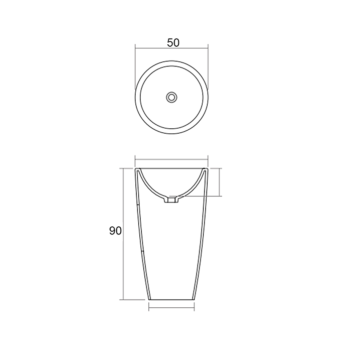 Раковины Раковина напольная 50x50xh90 см, материал: Solid Surface искуственный камень, цвет: White №18 