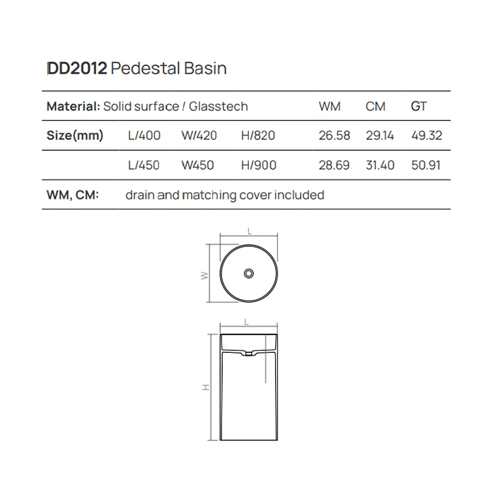 Раковины Раковина напольная 45x45xh90 см, материал: Glasstech прозрачная смола, цвет: Emerald R3 