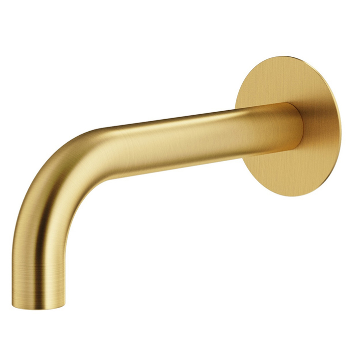 Комплектующие Излив для ванны встраиваемый d24, длина 210 мм, подключение 1/2' с латунной накладкой d70, золото брашированное 