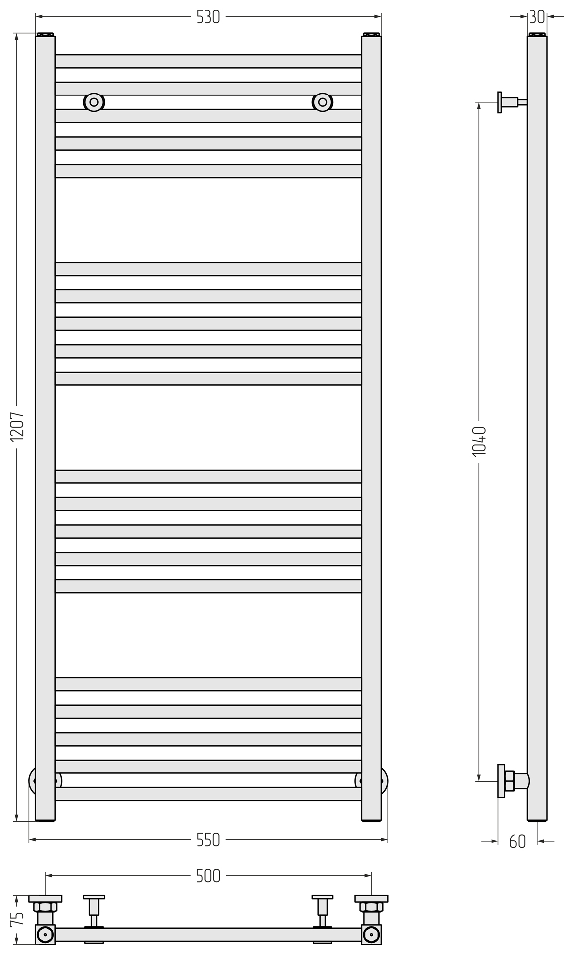 Полотенцесушители Полотенцесушитель 1200х500 (Состаренная латунь) 