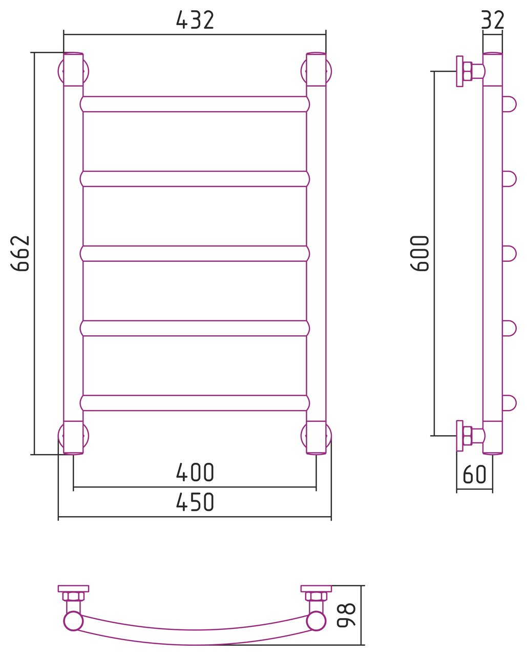 Полотенцесушители Дизайн-радиатор 600х400 