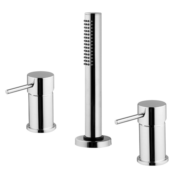 Смесители Смеситель на борт ванны, на 3 отверстия, с ручным душем, цвет хром 