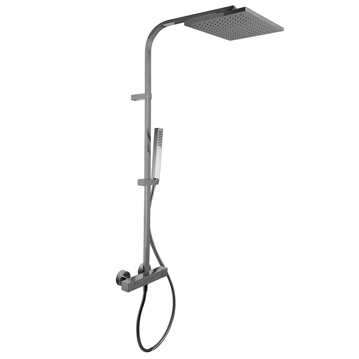 Душевая программа Душевая стойка, верхний душ 24х36 см, с термостатическим смесителем, держателем и ручным душем, цвет хром 