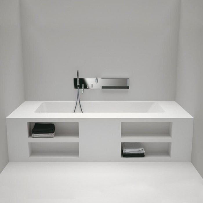 Ванны Ванна отдельностоящая 220х98х55 см с полочками, цвет: белая 