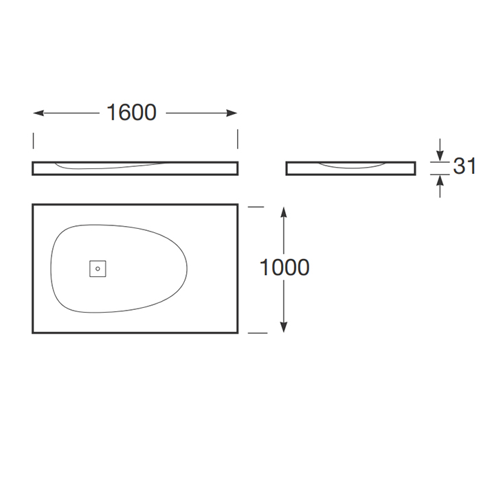 Душевые поддоны Baia душевой поддон 160х100х3.1см с боковым сливом, с anti-slip, мат-л: stonex, цвет: dark metallic 