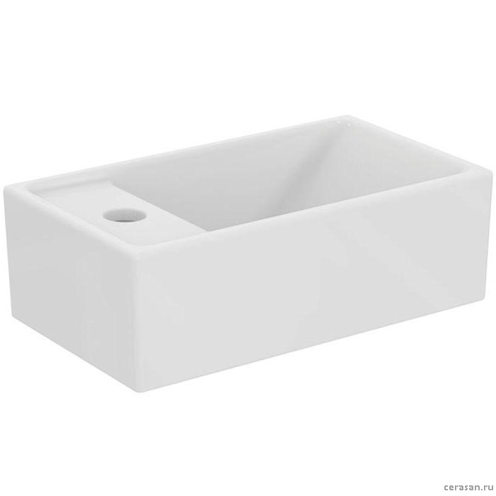 Раковина 370х210xh120 мм, подвесная, с отверстием под смеситель слева, без перелива, без крепежа, цвет белый