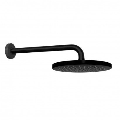 Душевая программа Верхний душ D250 мм, настенный, с вылетом 300 мм, черный матовый 