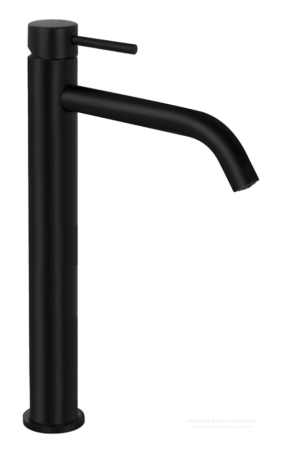 Смесители Смеситель для раковины Spillo Up , высокий, донный клапан click-clack с переливом, цвет чёрный матовый 