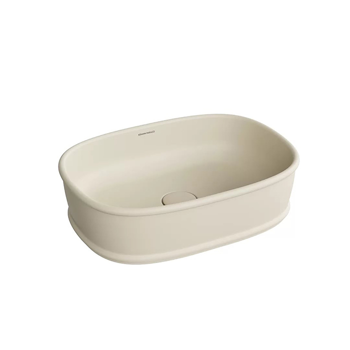 Раковины Раковина накладная 50x36x13,5 см, без отверстий под смеситель, без перелива, цвет песочный матовый 