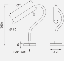 Смесители Настольный запорный клапан для холодной воды с настраиваемым и съемным вращающимся краном. Высота 260 мм AST12 