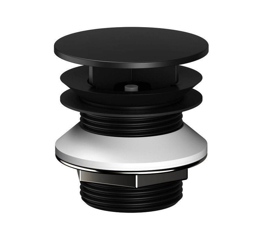 Комплектующие Выпуск для раковины | Донный клапан - для раковины без перелива (чёрный матовый) 