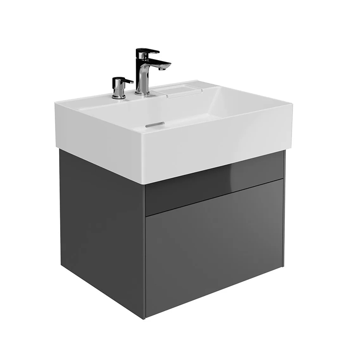 Мебель для ванной Тумба подвесная 2 ящика 60 см, стальной серый 