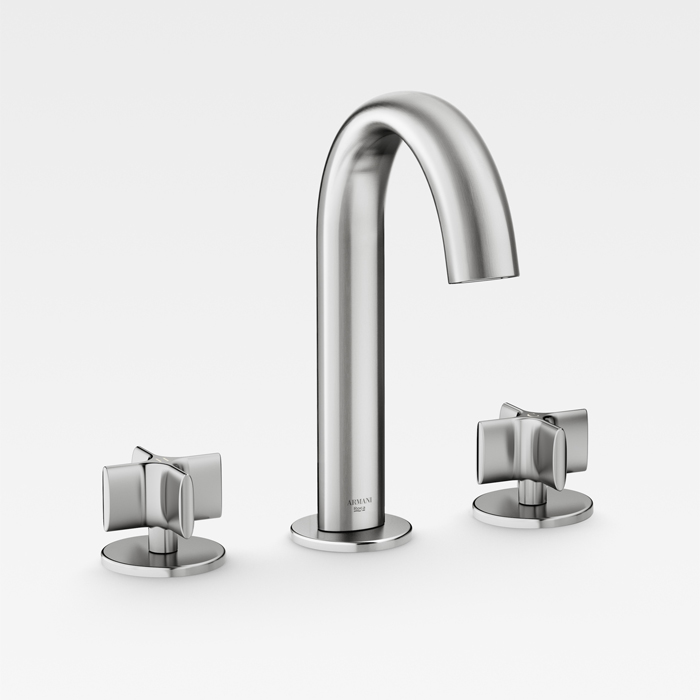 Смесители Смеситель для раковины на 3отв., с донным клапаном, цвет: brushed steel 