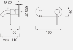 Смесители Настенный смеситель с краном. Длина макс. 110 мм INV10 