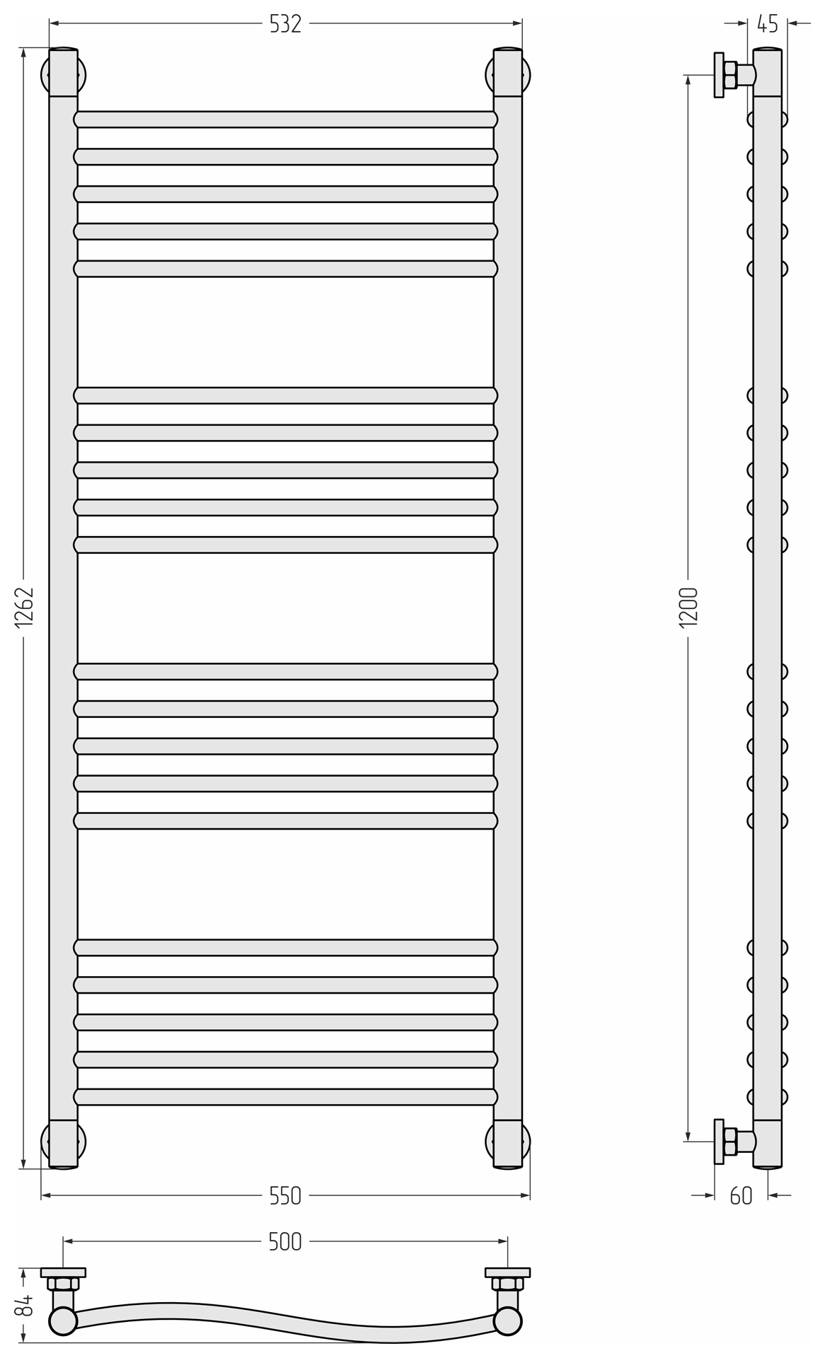 Полотенцесушители Полотенцесушитель 1200х500 (Состаренная бронза) 
