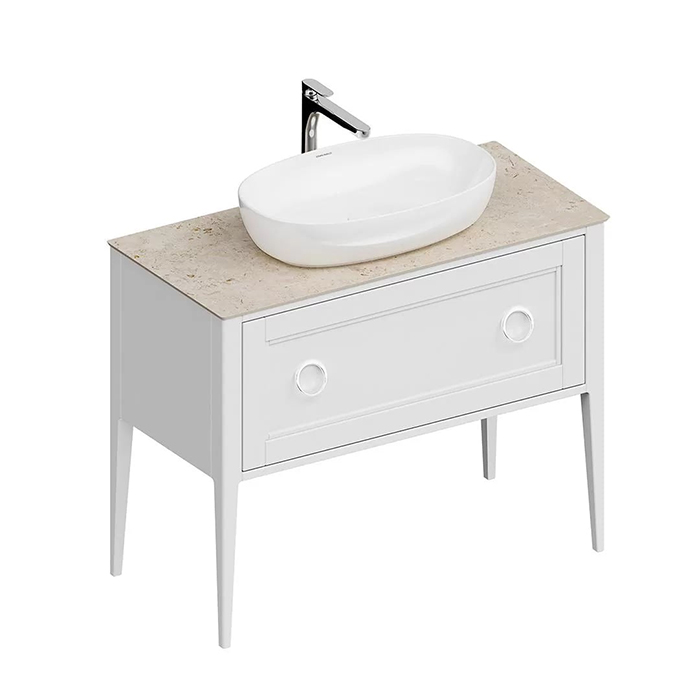 Мебель для ванной Тумба Classic NEO напольная 1+1 ящик 100, белая матовая 