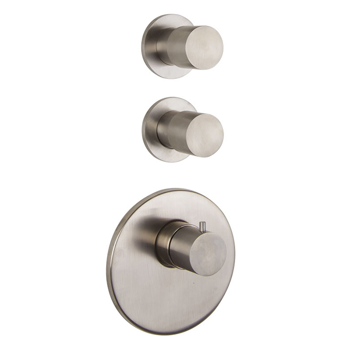 Смеситель для душа встроенный, термостатический, 2 запорных вентиля, внешняя часть, цвет INOX