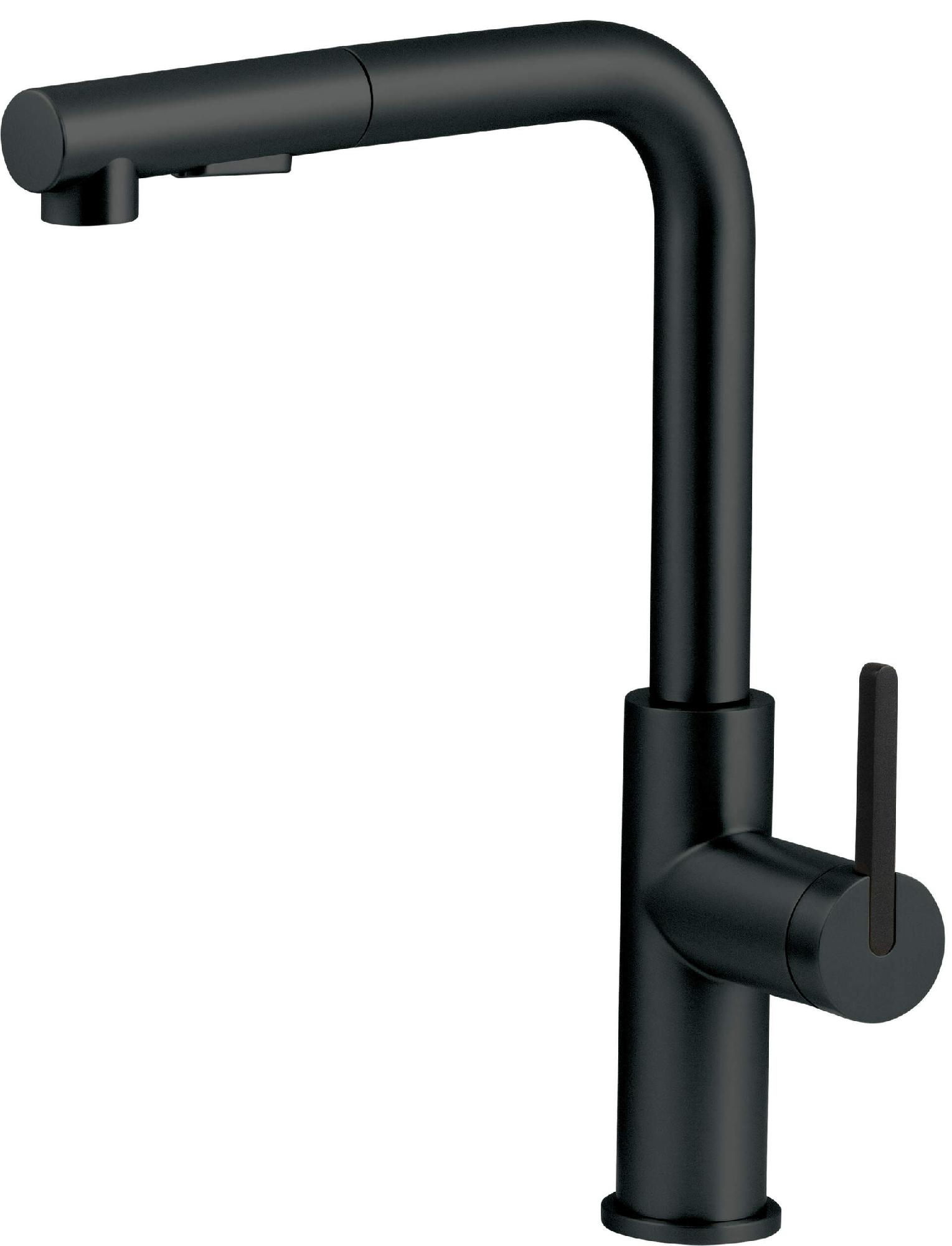 Смесители Смеситель для кухни с выдвижным Г-изливом (черный) 