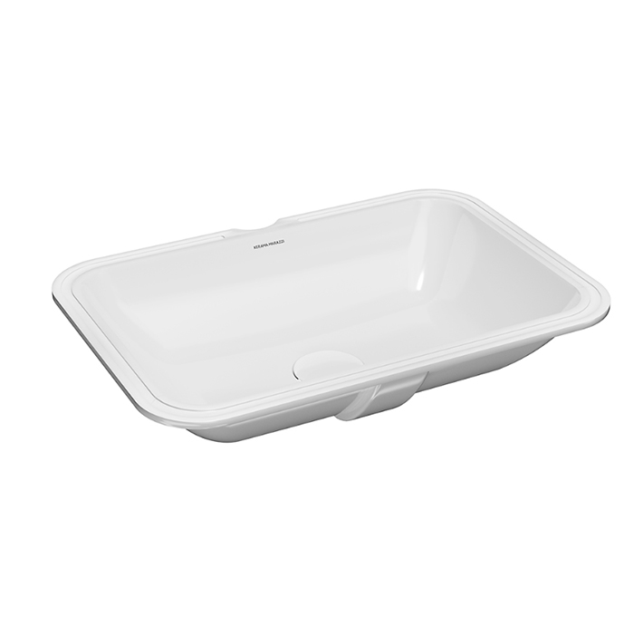 Раковины Раковина встраиваемая снизу 54,5x38x14 см, без отверстий под смеситель, с переливом, белая глянцевая 