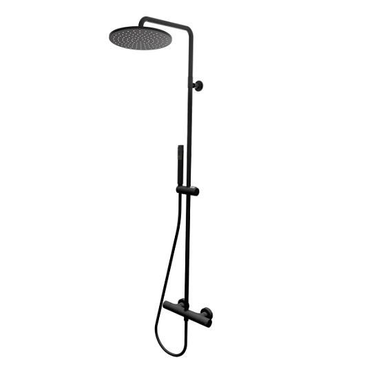 Душевая программа Душевая стойка с термостатическим смесителем, цвет черный матовый 