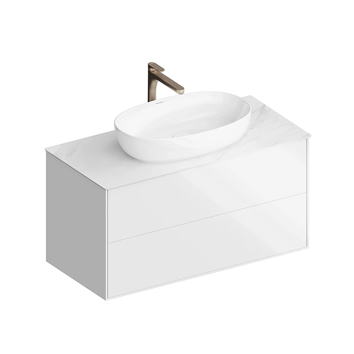 Мебель для ванной Тумба Modern подвесная 100 белый 2 ящика 